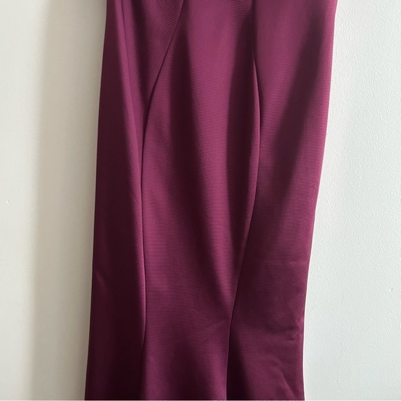 NWT ZAC ZAC Posen Vaille One Shoulder Ruffle Evening Maxi Dress Plum Bridesmaid - Picture 5 of 14